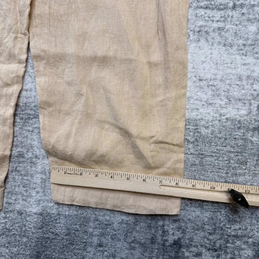 Quince Pants Womens Medium European Linen Driftwood Elastic Waist Ankle Beach